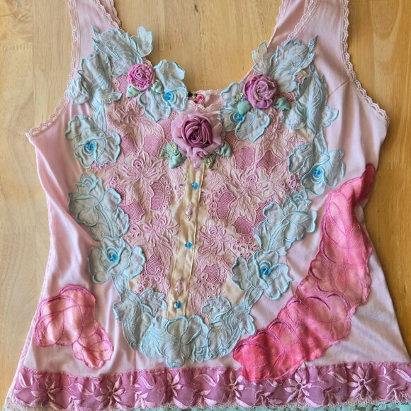 Pink Rose Boudoir Blouse | Roselani Jasmin | Size Small - Medium - Picture 10 of 10